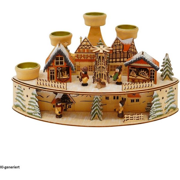 HTI-Living Adventsleuchter Adventsleuchter Weihnachtspyramide (Stück, 1 St., 1 Adventsleuchter, ohne Batterien und Teelichter), mit LED-Beleuchtung und Kerzenha
