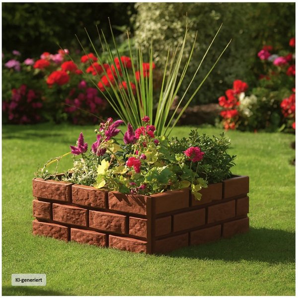 HTI-Living Beetumrandung Beetumrandung 4er Set Kunststoff Steinoptik, LxH: 45x29 cm, Set, 4 Module, Beetbegrenzung Beetumrandung
