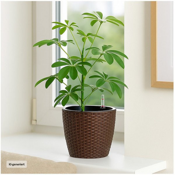 HTI-Living Blumentopf Blumentopf Nessa Hydro 21,5 cm Braun (Stück, 1 St., 1 Übertopf), mit Wasserspeicher und Wasserstandsanzeiger