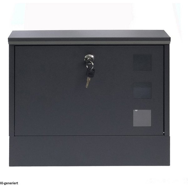 HTI-Living Briefkasten Briefkasten Amin Schwarz modern mit Zeitungsfach (Stück, 1-St., 1 Briefkasten), mit Sichtfenster zur Wandmontage
