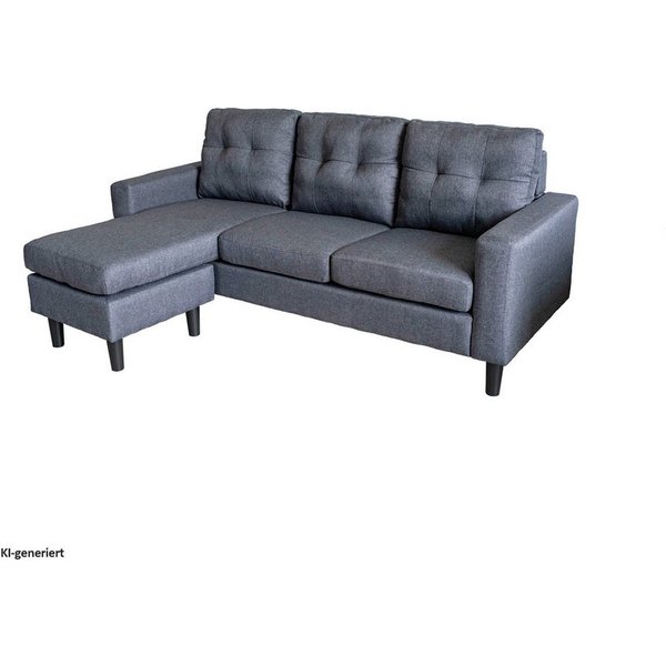 HTI-Living Ecksofa Ecksofa Reva Grau, Stück 1 Teile, Dreisitzer mit Hocker variable Stellmöglichkeiten