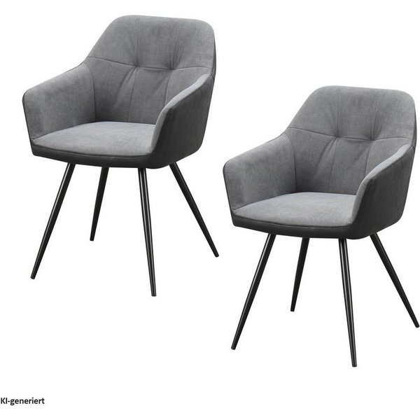 HTI-Living Esszimmerstuhl Esszimmerstuhl 2er Set Anthrazit/Grau Joschka (Set, 2 St), Küchenstuhl