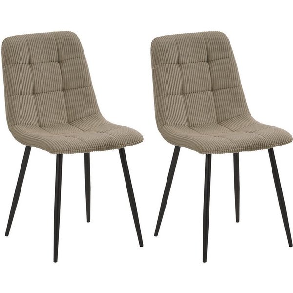 HTI-Living Esszimmerstuhl Esszimmerstuhl Mesa Cordstoff Beige (Set, 2 St), Polsterstuhl mit schwarzen Metallbeinen