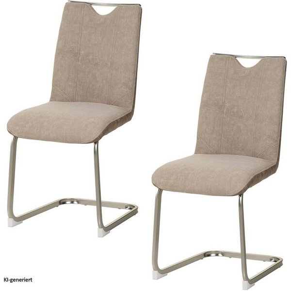 HTI-Living Freischwinger Schwingstuhl Taupe/Antikhellbraun 2er Set Emrys (Set, 2 St), Esszimmerstuhl Küchenstuhl Besucherstuhl