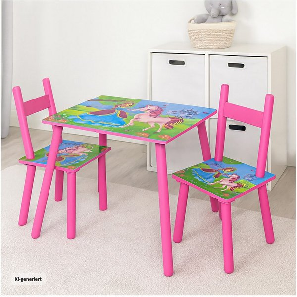 HTI-Living Kindersitzgruppe Kindertischgruppe mit Einhorn-Motiv, (Set, 1-tlg., 1 Kindertischgruppe), Kindertisch Kinderstuhl Kindermöbel
