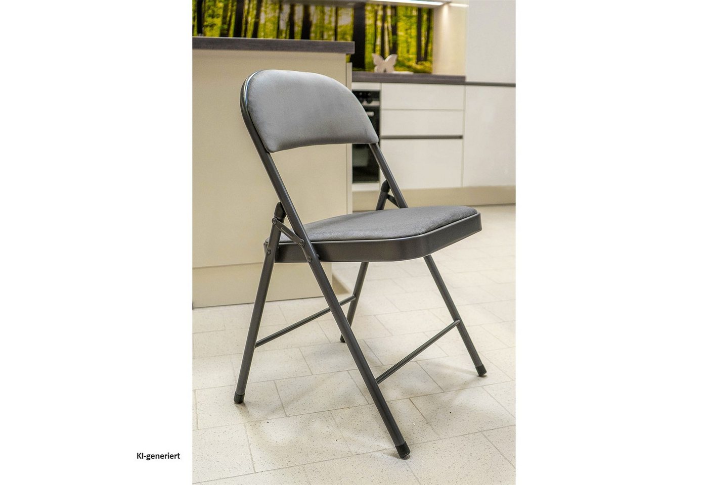 HTI-Living Klappstuhl Klappstuhl 4er Set Grau (Set, 4 St), Küchenstuhl gepolstert Saalstuhl – Bild 2 von 4
