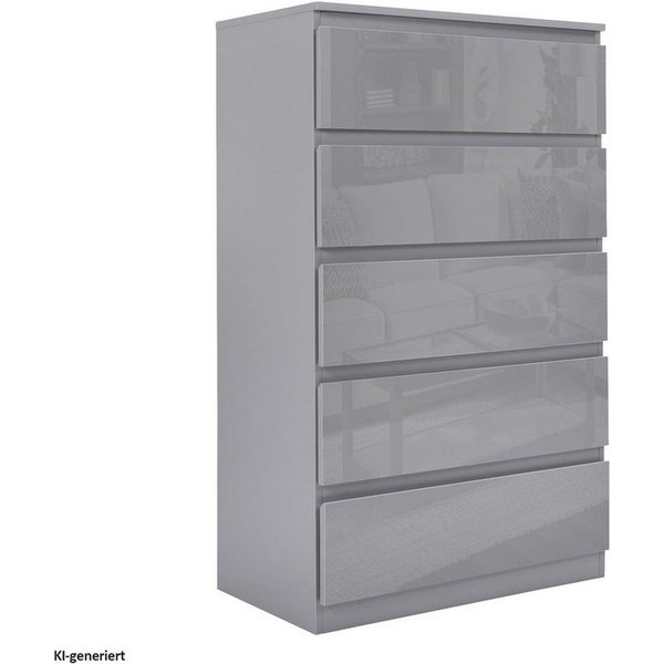 HTI-Living Kommode Kommode Kenji 5 Schubladen Hochglanz Grau (Stück, 1 St., 1 Kommode), Sideboard