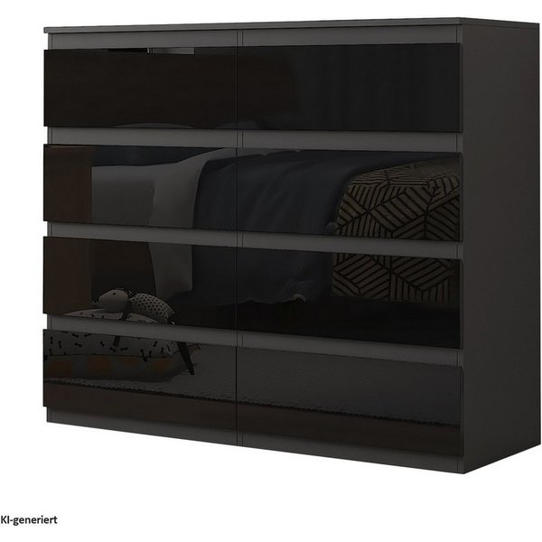 HTI-Living Kommode Kommode Kenji 8 Schubladen Hochglanz Schwarz (Stück, 1 St., 1 Kommode), Sideboard