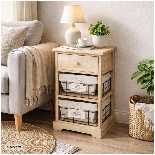 HTI-Living Kommode Kommode Melia mit Schublade und 2 Körben Artisaneiche (Stück, 1 St., 1 Kommode)