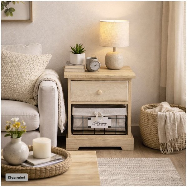 HTI-Living Kommode Kommode Melia mit Schublade und Korb Artisaneiche (Stück, 1 St., 1 Kommode)