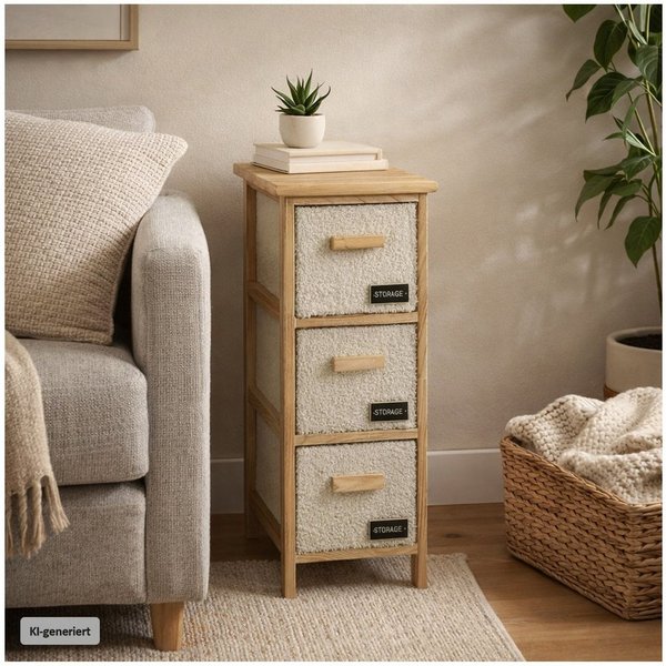 HTI-Living Kommode Kommode Melia schmal mit 3 Plüsch-Schubladen (Stück, 1 St., 1 Kommode)