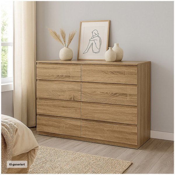 HTI-Living Kommode Moderne Kommode mit 8 grifflosen Schubladen Sonoma (Stück, 1 St., 1 Kommode ohne Dekoration), Sideboard