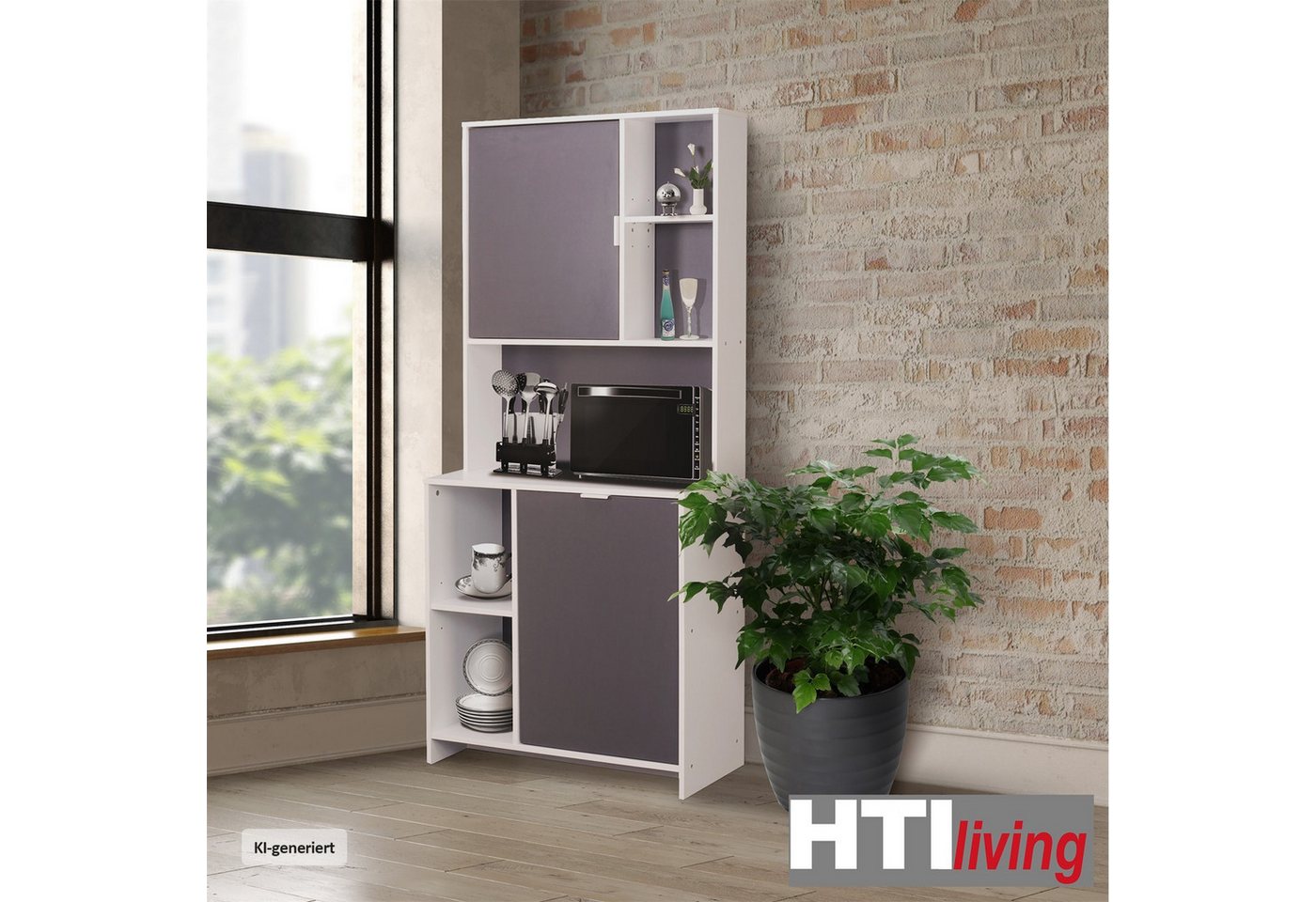 HTI-Living Küchenbuffet Küchenbuffet Malin (Stück, 1-St., 1 Küchenbuffet) Küchenschrank Mehrzweckschrank Mikrowellenschrank – Bild 2 von 2