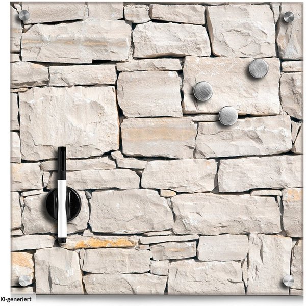 HTI-Living Memoboard Memoboard Glas Stone, (Stück, 1-tlg., 1 Memoboard, 3 Magneten, 1 Stift), Magnettafel Magnetboard Schreibtafel Schreibboard