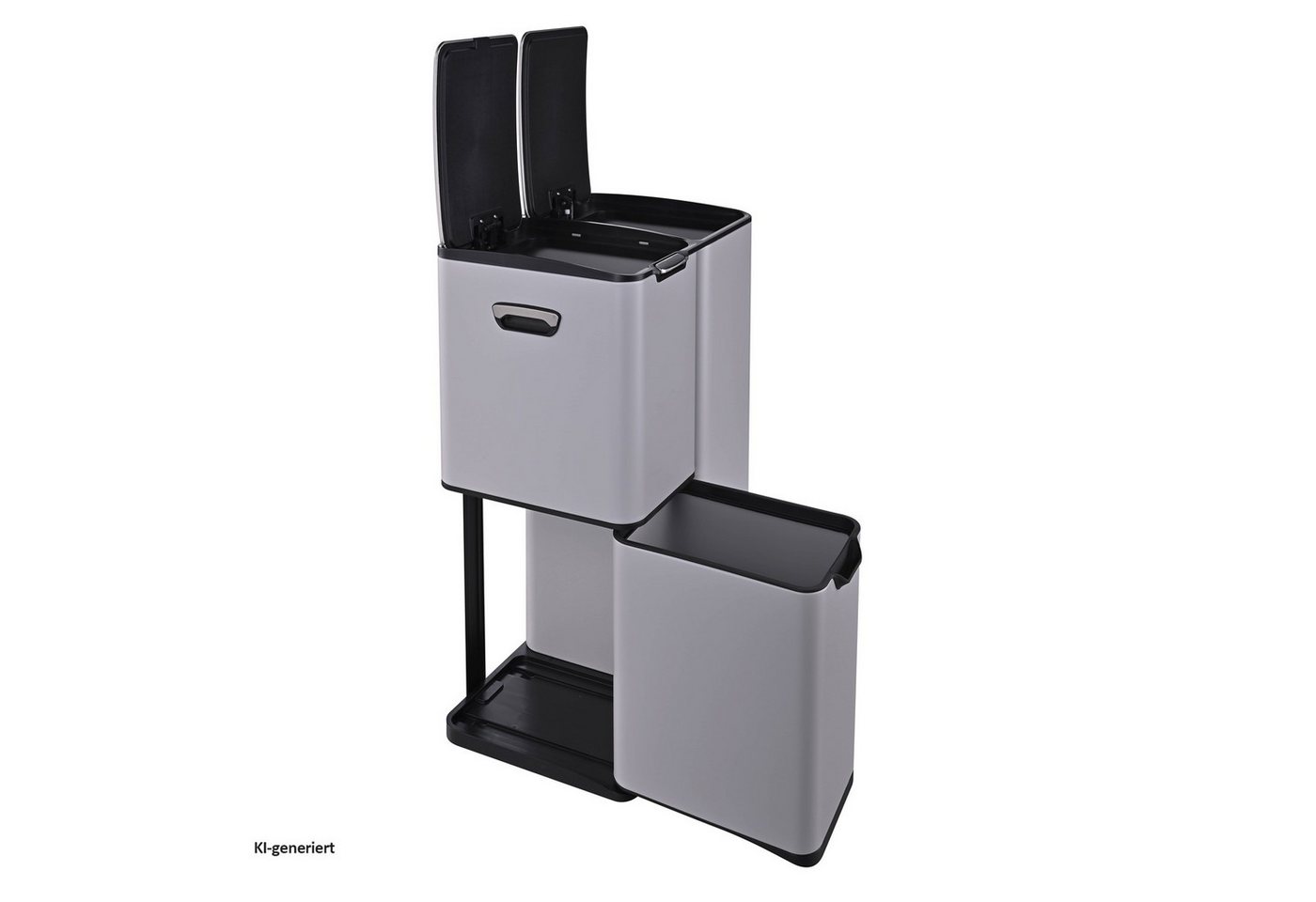 HTI-Living Mülleimer Edelstahl mit 3 Behältern Grau, 3 in 1 – Bild 3 von 4