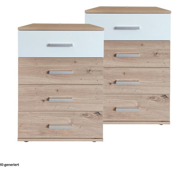 HTI-Living Nachtschrank Nachtschrank mit 4 Schubladen 2er-Set (Set, 2 Nachtschränke) Nachtkommode