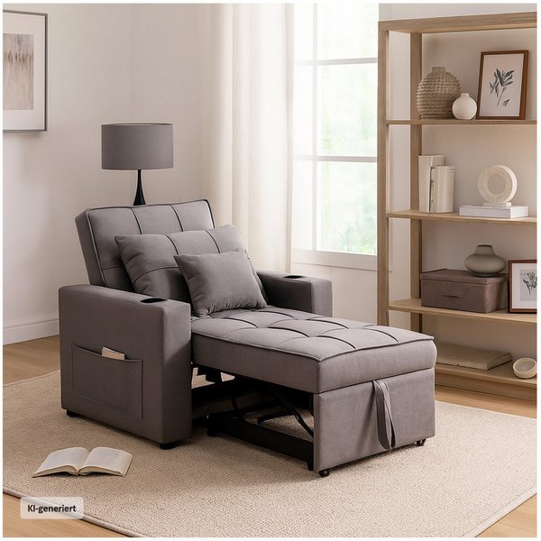 HTI-Living Sessel Relaxsessel Maritta Dunkelgrau (Stück, 1-St., 1 Sessel), mit Becherhalter und Seitentasche