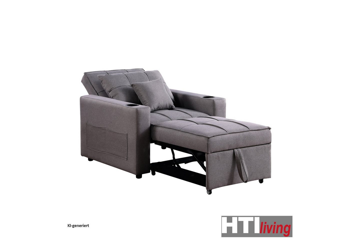 HTI-Living Sessel Relaxsessel Maritta Dunkelgrau (Stück, 1-St., 1 Sessel), mit Becherhalter und Seitentasche – Bild 2 von 3