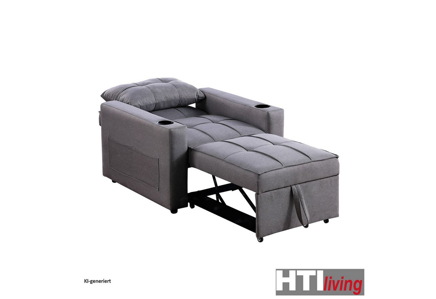 HTI-Living Sessel Relaxsessel Maritta Dunkelgrau (Stück, 1-St., 1 Sessel), mit Becherhalter und Seitentasche – Bild 3 von 3