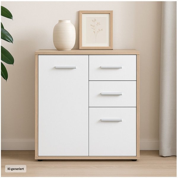 HTI-Living Sideboard Kommode mit 2 Schubladen Nina Sonoma/Weiß (Stück, 1 St., 1 Kommode), Anrichte Sideboard Schrank