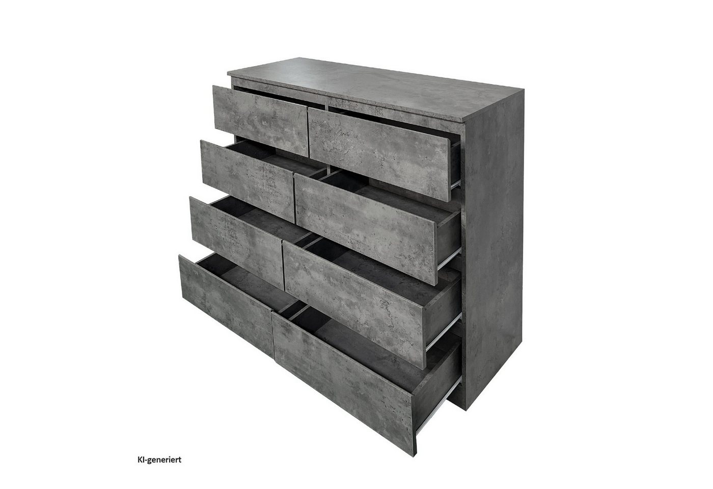 HTI-Living Sideboard Moderne Kommode mit 8 grifflosen Schubladen Beton (Stück, 1 St., 1 Kommode ohne Dekoration), Sideboard – Bild 3 von 4