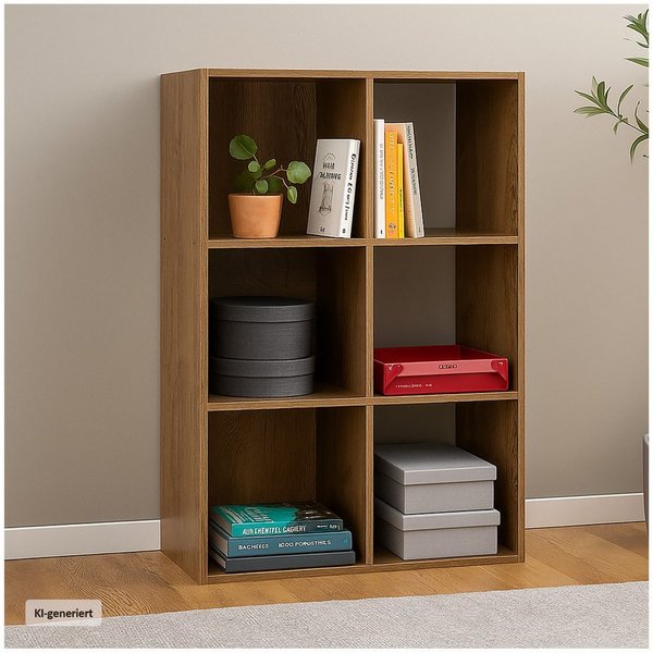 HTI-Living Standregal Standregal Eiche 6 Fächer 60 x 90 x 30 cm, Stück 1-tlg., Standregal 6 Regalfächer