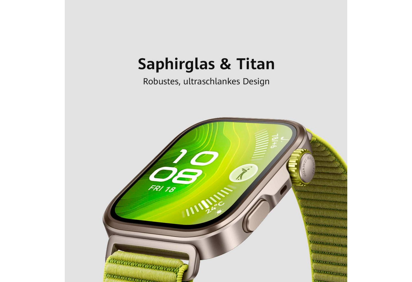 Huawei WATCH FIT 4 Pro Smartwatch (4,6 cm/1,82 Zoll, Harmony OS), Outdoor-Sport, Saphirglas und Titan, bis zu 10 Tage Akkulaufzeit – Bild 3 von 5