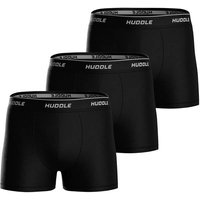HUDDLE Herren Boxershorts, 3er Pack - Baumwollmischung, Logobund, einfarbig, Größe L in Schwarz