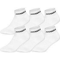 HUDDLE Unisex Quarter-Socken, 6er Pack - Basic, Logo, Quarter, Sportsocken, einfarbig, Größe 39-42 in Weiß