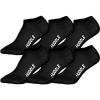 HUDDLE Unisex Sneaker-Socken, 6er Pack - Basic, Logo, Sneaker, Sportsocken, einfarbig, Größe 35-38 in Schwarz