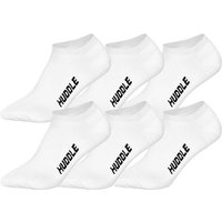 HUDDLE Unisex Sneaker-Socken, 6er Pack - Basic, Logo, Sneaker, Sportsocken, einfarbig, Größe 35-38 in Weiß
