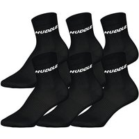 HUDDLE Unisex Socken, 6er Pack - Basic, Logo, Short Crew, Sportsocken, einfarbig, Größe 35-38 in Schwarz