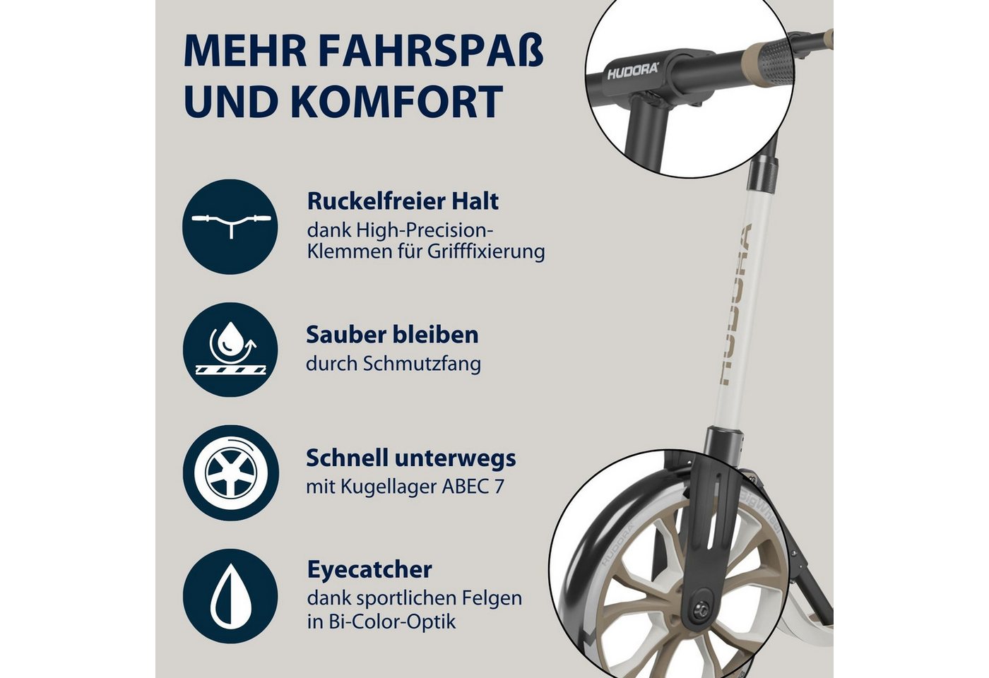Hudora Cityroller BigWheel® 205 Advanced, Tretroller, (max. 100kg), einklappbarer, höhenverstellbarer Kick-Scooter – Bild 3 von 5