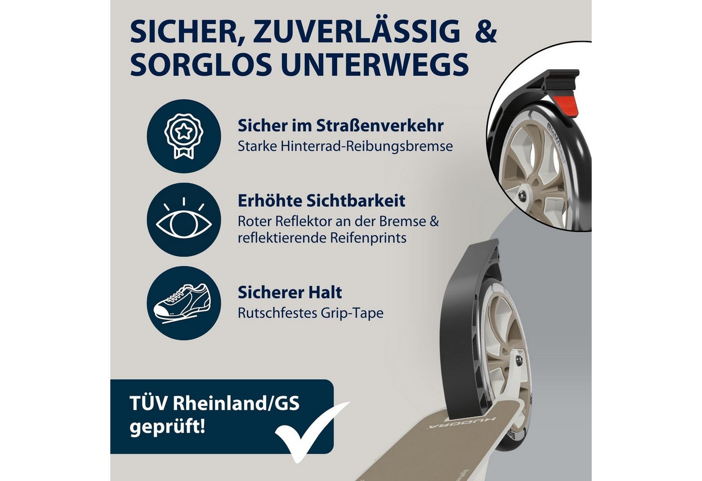 Hudora Cityroller BigWheel® 205 Advanced, Tretroller, (max. 100kg), einklappbarer, höhenverstellbarer Kick-Scooter – Bild 5 von 5