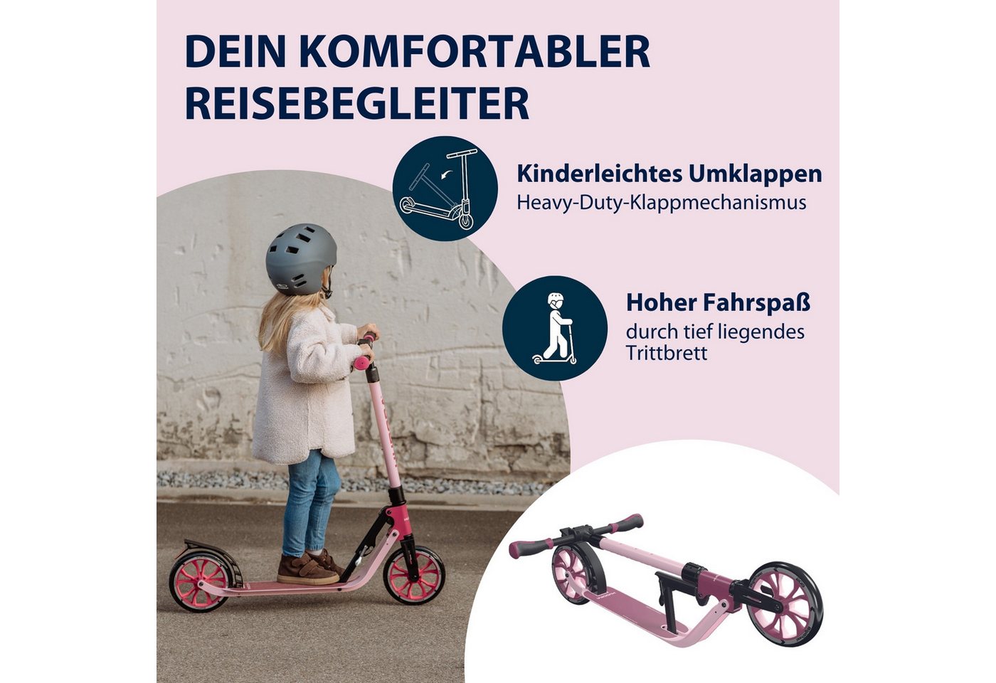 Hudora Cityroller BigWheel® 205 Advanced, Tretroller, (max. 100kg), einklappbarer, höhenverstellbarer Kick-Scooter – Bild 4 von 5