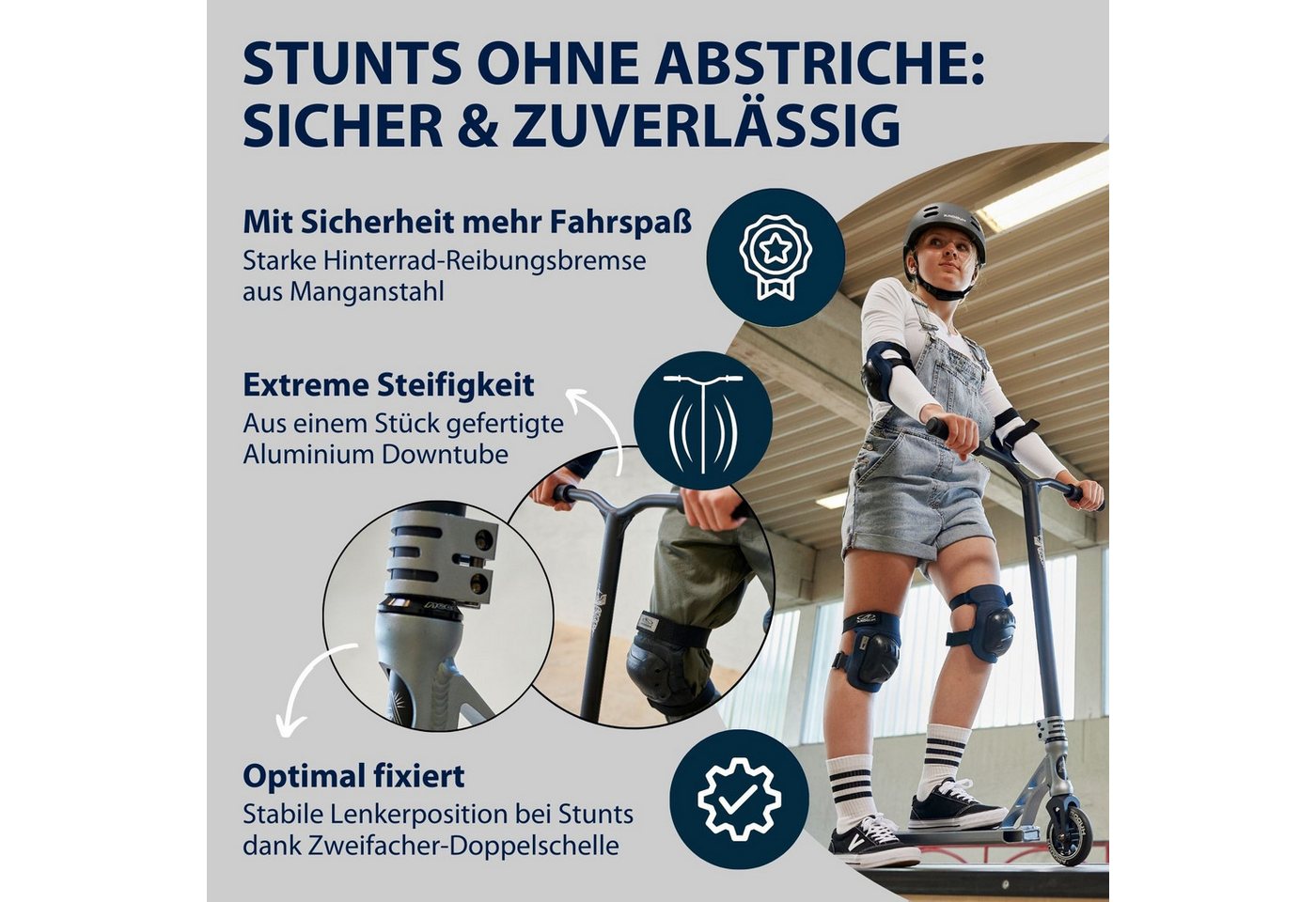 Hudora Cityroller Stunt Scooter 360 Pro, Trickroller, Tretroller, extrem robuster Kickscooter für Freestyler – Bild 5 von 5