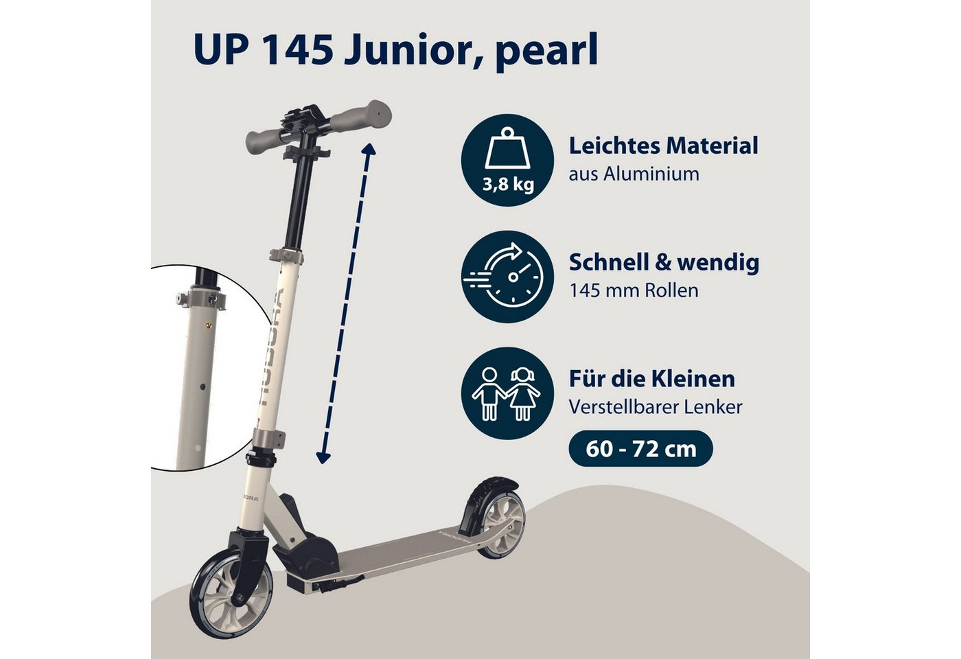 Hudora Cityroller Up 145 Junior, höhenverstellbar, klappbar, bis 60kg – Bild 2 von 5