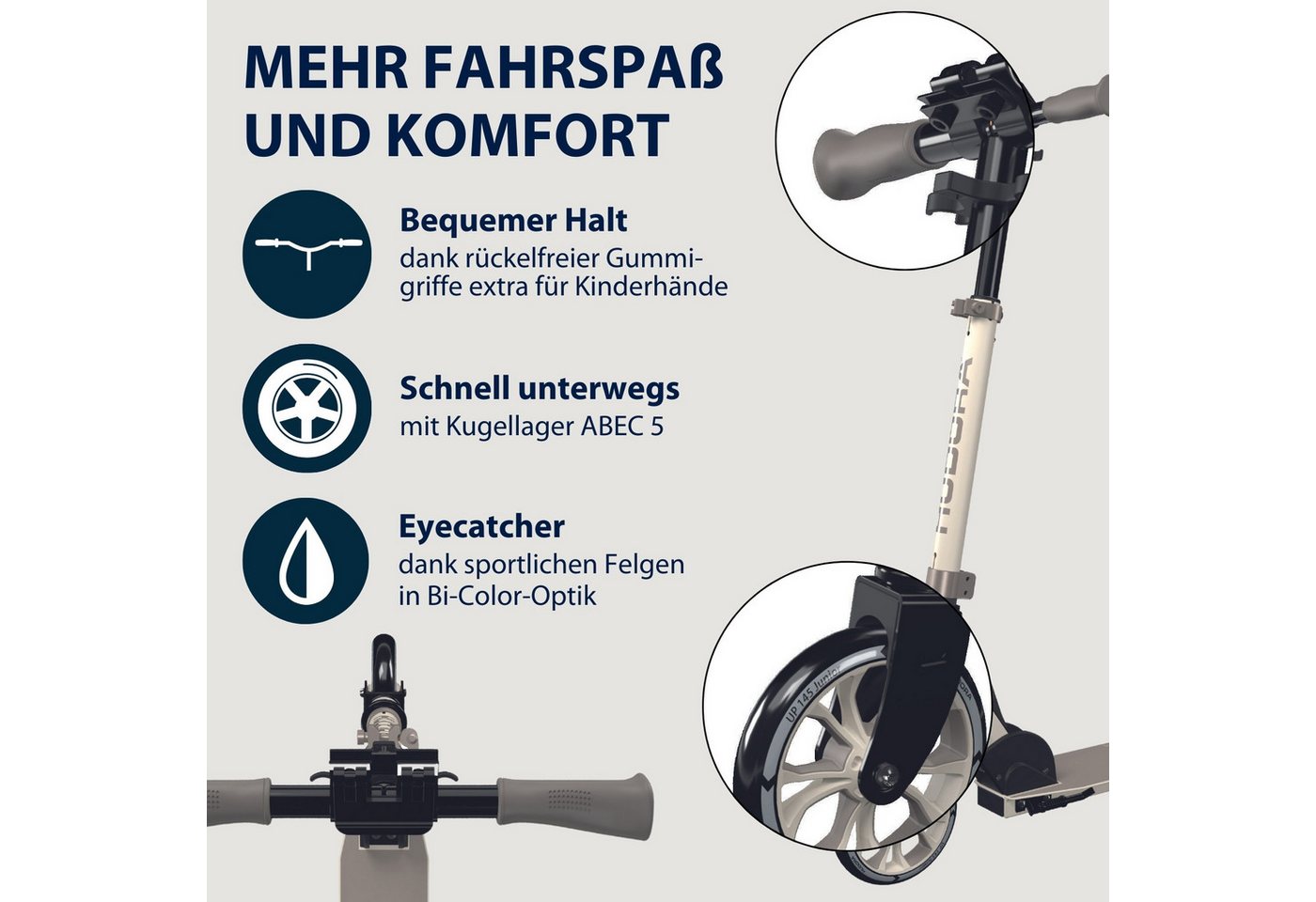 Hudora Cityroller Up 145 Junior, höhenverstellbar, klappbar, bis 60kg – Bild 3 von 5
