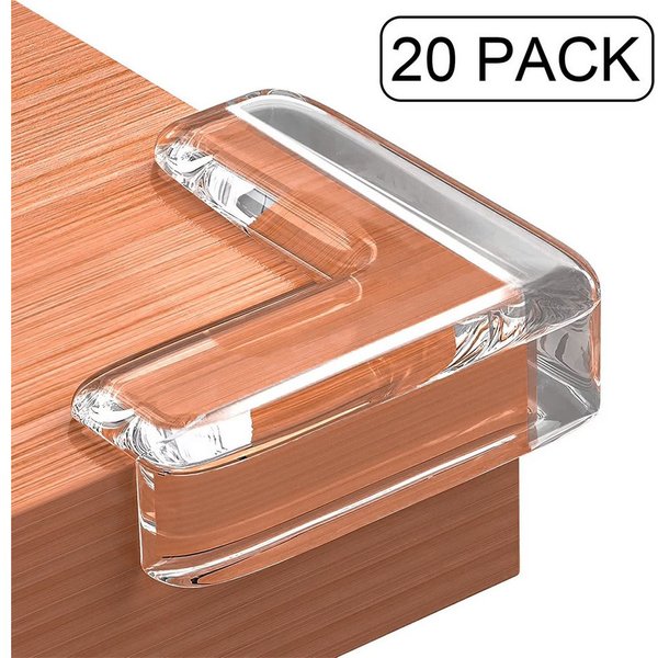 HUGERSTONE Kindersicherung Eckenschutz Baby, Silikon Kantenschutz, Transparente Tischkantenschutz, 20 Stücks Kantenschutz Selbstklebend für Möbel, Ecken, Tischs