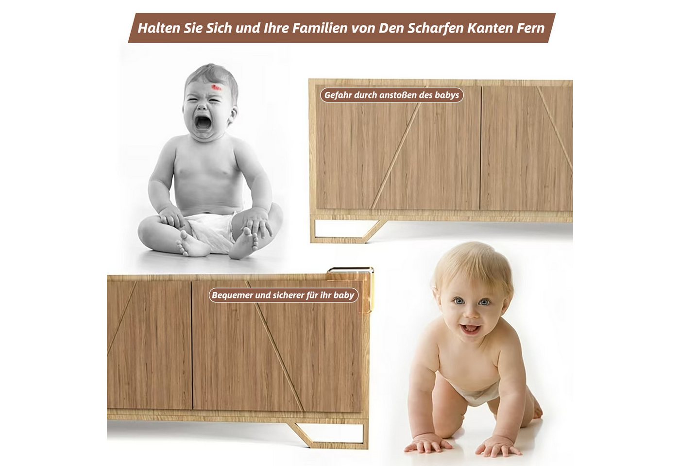 HUGERSTONE Kindersicherung Eckenschutz Baby, Silikon Kantenschutz, Transparente Tischkantenschutz, 20 Stücks Kantenschutz Selbstklebend für Möbel, Ecken, Tischs – Bild 3 von 5