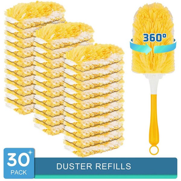 HUGERSTONE Staubwischer 360° Drehung Staubwedel, Staubmagnet mit 30 Mikrofaser Nachfülltücher (Set, 30-St., 1 Handgriff + 30 Staubwedel Tücher), Staubtücher Ein