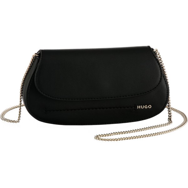 HUGO Abendtasche, feine Clutch, Hand Bag mit goldfarbener Kette als Schulterriemen