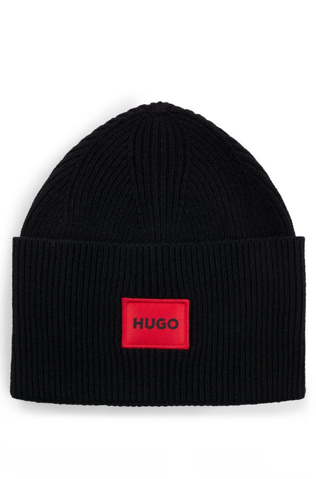 HUGO Beanie Xaff 6 mit Logobadge, Woll-Mix – Bild 3 von 5