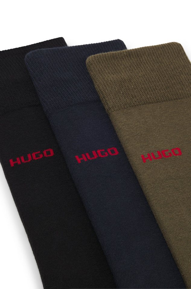 HUGO Businesssocken 3P RS UNI CC (Packung, 3-Paar, 3er Pack) mit kontrastfarbenen HUGO Logo-Schriftzug – Bild 3 von 5