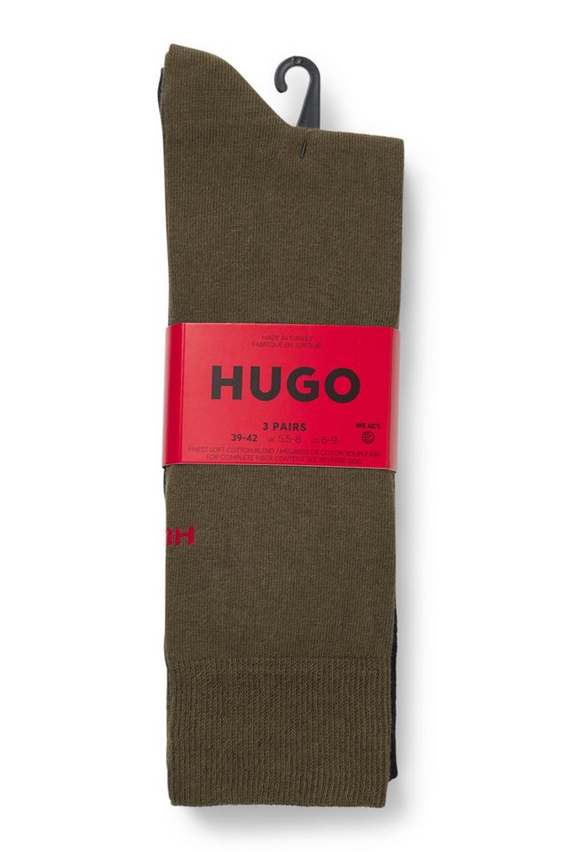 HUGO Businesssocken 3P RS UNI CC (Packung, 3-Paar, 3er Pack) mit kontrastfarbenen HUGO Logo-Schriftzug – Bild 5 von 5