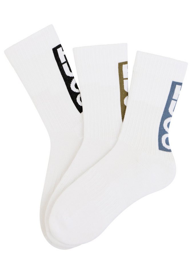 HUGO Freizeitsocken 3P QS BACK LABEL CC (Packung, 3-Paar, 3er Pack) mit kontrastfarbenen Logoschriftzug – Bild 2 von 2
