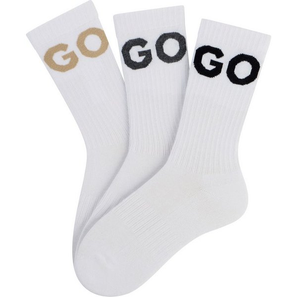 HUGO Freizeitsocken 3P QS ICONIC CC 1 (Packung, 3-Paar, 3er) mit HUGO Logostickerei in Kontrastfarbe