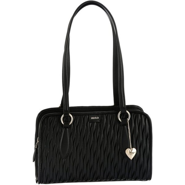 HUGO Handtasche Clioh M_Tote SM, Handbag mit Herzanhänger, Handtasche in Faltenoptik
