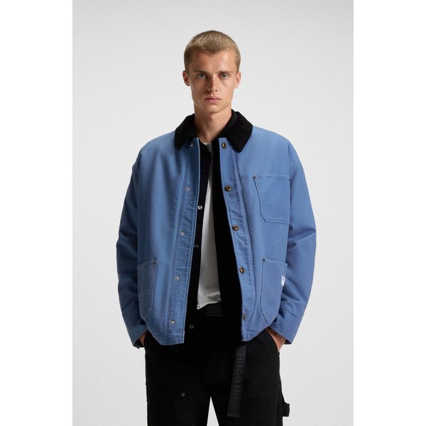 HUGO Hemdjacke Brams Cordkragen, Oversized Fit, leicht wattiert