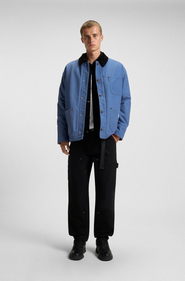 HUGO Hemdjacke Brams Cordkragen, Oversized Fit, leicht wattiert – Bild 4 von 5